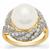 South Sea Cultured Pearl Ring with White Zircon in 9K Gold (11mm)