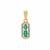 Panjshir Emerald Pendant with White Zircon in 9K Gold 0.50ct