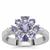 Tanzanite Ring with White Zircon in Sterling Silver 1.35cts