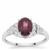 Star Ruby Ring with White Zircon in Sterling Silver 2.45cts