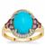 Sleeping Beauty Turquoise, Bahia Amethyst Ring with White Zircon in 9K Gold 3.15cts