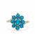  Vivid Blue Apatite Ring with White Zircon in 9K Gold 2cts