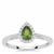 Chrome Diopside Ring with White Zircon in Sterling Silver 0.60ct
