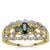Australian Teal Sapphire Ring with White Zircon in 9K Gold 0.95cts