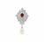 Malagasy Ruby, Kaori Cultured Pearl Pendant with White Zircon in Sterling Silver (F)