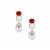 'The Marilyn' Red Agate, Rose Quartz Earrings with Baroque Cultured Pearl in Gold Tone Sterling Silver 