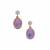 Purple Moonstone Earrings with White Zircon in 9K Gold 4.40cts