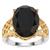 Black Spinel Ring in Two Tone Gold Plated Sterling Silver 9cts