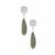 Type A Oil Green & White Jadeite Earrings with White Zircon in Sterling Silver 17.81cts