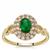 Sandawana Emerald Ring with White Zircon in 9K Gold 1.14cts
