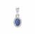 Burmese Blue Sapphire Pendant with White Zircon in Sterling Silver 0.80ct