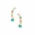 Sleeping Beauty Turquoise Earring Vines with White Zircon in Gold Plated Sterling Silver 1.20cts