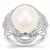 South Sea Cultured Pearl Ring with White Zircon in Sterling Silver (12mm)