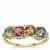 Congo Multi Tourmaline Ring with White Zircon in 9K Gold 1.60cts