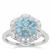 Swiss Blue Topaz Ring with White Zircon in Sterling Silver 1.10cts