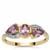 Purple Sapphire Ring with White Zircon in 9K Gold 1.30cts