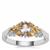 Cognac Zircon, Diamantina Citrine Ring with White Zircon in Sterling Silver 1.17cts