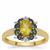 Nigerian Yellow Sapphire, Natural Nigerian Blue Sapphire Ring with White Zircon in Gold Plated Sterling Silver 1.95cts