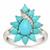 Sleeping Beauty Turquoise Ring with White Zircon in Sterling Silver 2.70cts