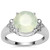Prehnite Ring with White Zircon in Sterling Silver 4.02cts