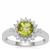 Red Dragon Peridot Ring with White Zircon in Sterling Silver 1.73cts
