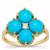 Sleeping Beauty Turquoise Ring with White Zircon in 9K Gold 3.30cts