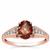 Raspberry Tanzanian Zircon and White Zircon Ring in 9K Rose Gold 2cts
