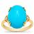 Sleeping Beauty Turquoise Ring with White Zircon in 9K Gold 7.60cts