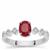  Longido Ruby Ring with White Zircon in Sterling Silver 0.90ct
