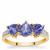 AA Tanzanite Ring with White Zircon in 9K Gold 1.95cts