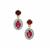 Nigerian Rubellite Earrings with White Zircon in 9K Gold 1.50cts