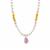 Freshwater Cultured Pearl Necklace with Multi Gemstone in Gold Tone Sterling Silver (5 to 7mm)