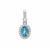 Swiss Blue Topaz Pendant with White Zircon in Sterling Silver 0.90ct