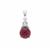 Bharat Ruby Pendant with White Zircon in Sterling Silver 5.75cts