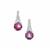 Star Ruby Earrings with White Zircon in Sterling Silver 1.95cts