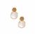Mother of Pearl Earrings with White Topaz in Gold Tone Sterling Silver (11mm)