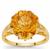 Lehrer Nine Pointed Star Diamantina Citrine & Diamond 9K Gold Ring ATGW 6.50cts