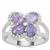 Rose CutTanzanite Ring with White Zircon in Sterling Silver 2.49cts