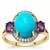 Sleeping Beauty Turquoise, Bahia Amethyst Ring with White Zircon in 9K Gold 3.95cts