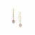 Freshwater Cultured Pearl Earrings with Sakura Agate in Gold Tone Sterling Silver 