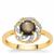 Black Star Sapphire Ring with White Zircon in 9K Gold 1.60cts