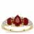 Longido Ruby Ring with White Zircon in 9K Gold 1.75cts