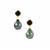 Tahitian Cultured Pearl Earrings with Agate in Gold Tone Sterling Silver 