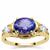 AAA Tanzanite Ring with White Zircon in 9K Gold 2.40cts