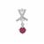Kenyan Ruby Pendant with White Zircon in Sterling Silver 0.75ct