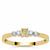 Natural Yellow Diamond Ring with White Diamonds in 9K Gold 0.20cts
