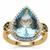 Aquamarine, Australian Teal Sapphire Ring with Diamonds in 18K Gold 7.07cts