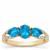 Neon Apatite Ring with White Zircon in 9K Gold 1ct