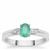 Zambian Emerald Ring with White Zircon in Sterling Silver 0.40ct