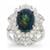 Black Opal Ring with White Zircon in Sterling Silver 7cts